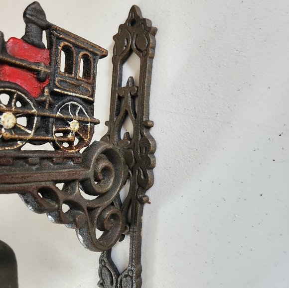 Vintage Door Bell Train Locomotive Cast Iron Rustic Farmhouse Wall Mount Dinner - Picture 5 of 10